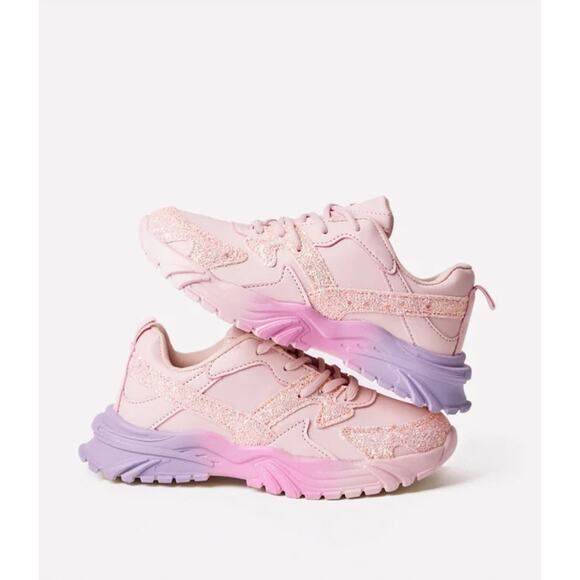 FabKids Pink Ombre Glitter Sneakers - Size 10 - - Picture 2 of 6